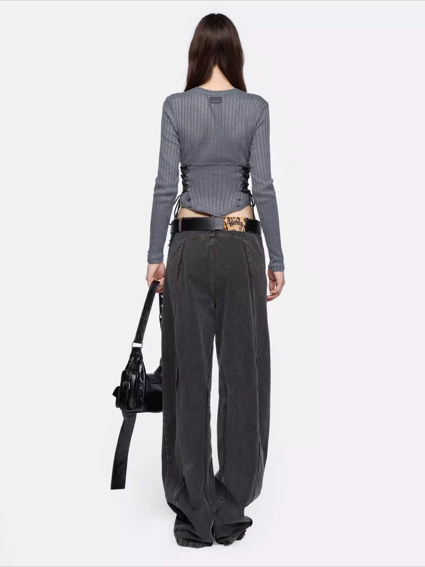 Panelled Curved-Leg Denim Jeans