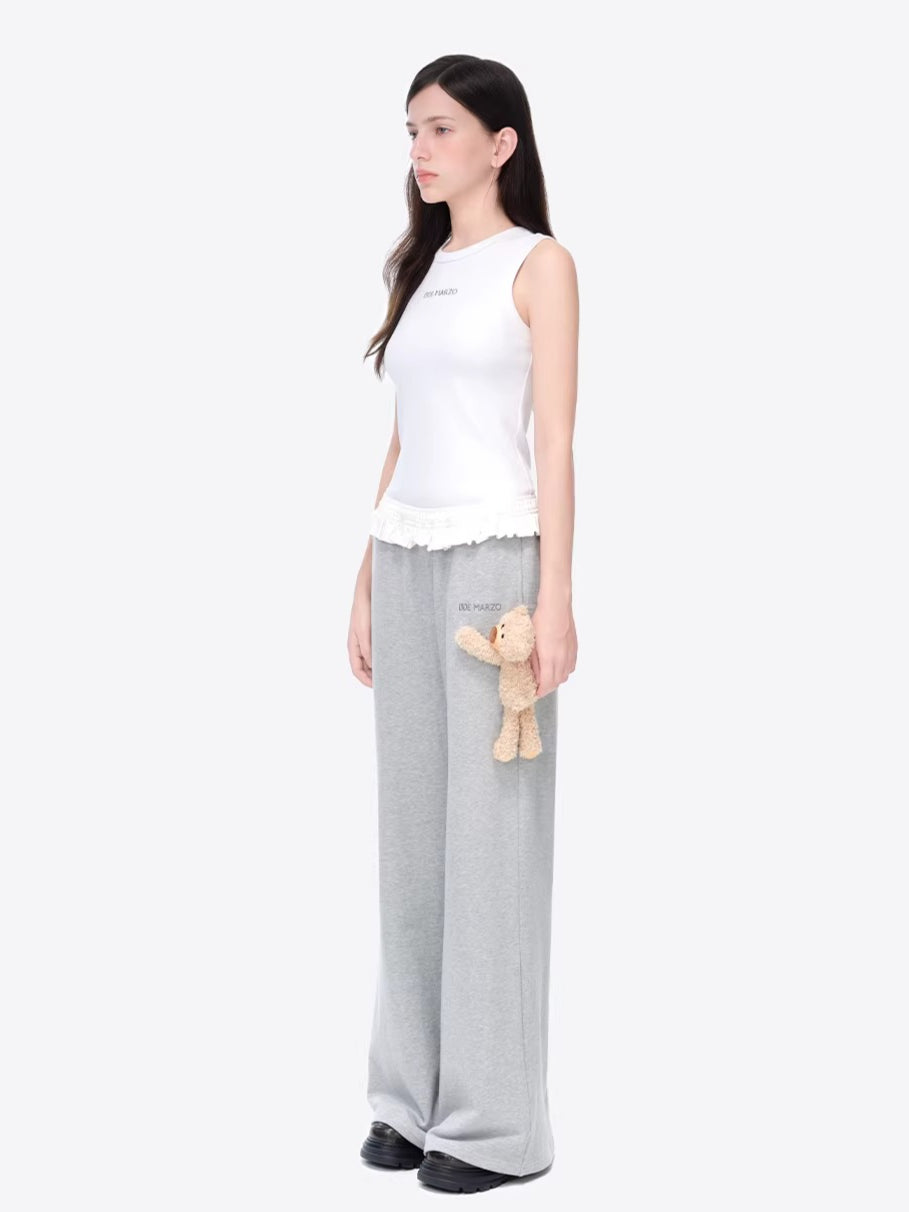 Lace-Waist Straight-Leg Lounge Pants