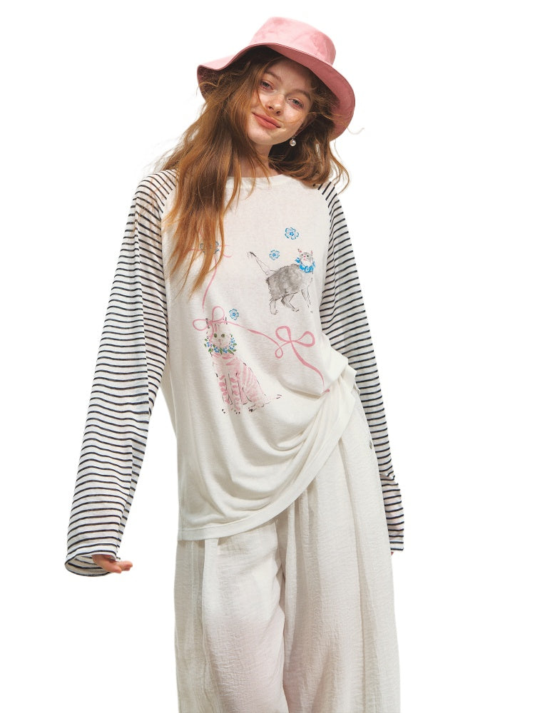 Striped Spliced Sunscreen Cover-up - CHINASQUAD