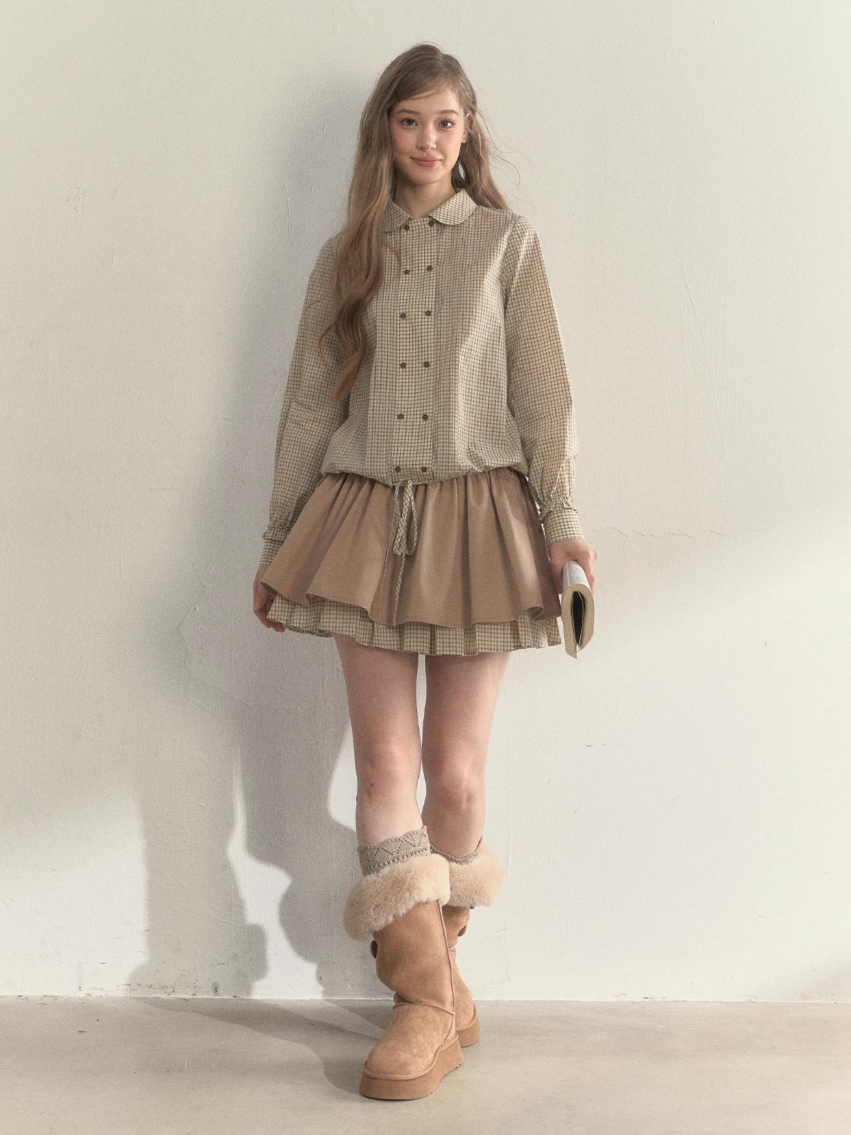 Double-Breasted Doll Collar Shirt