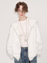 White Hooded Zip-Up Sweatshirt - CHINASQUAD