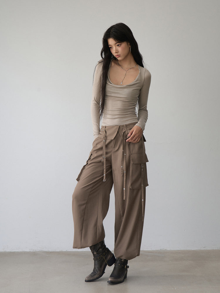 Reversible Off-shoulder Slim Long-sleeve T-shirt - CHINASQUAD