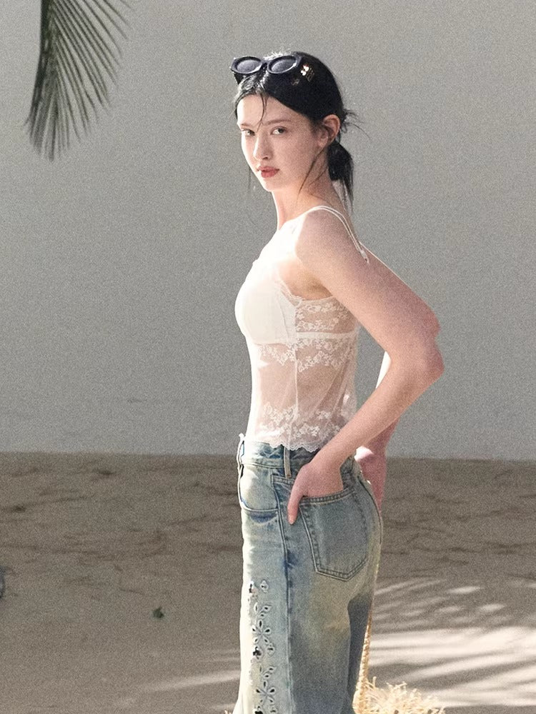 French Satin Lace Backless Camisole