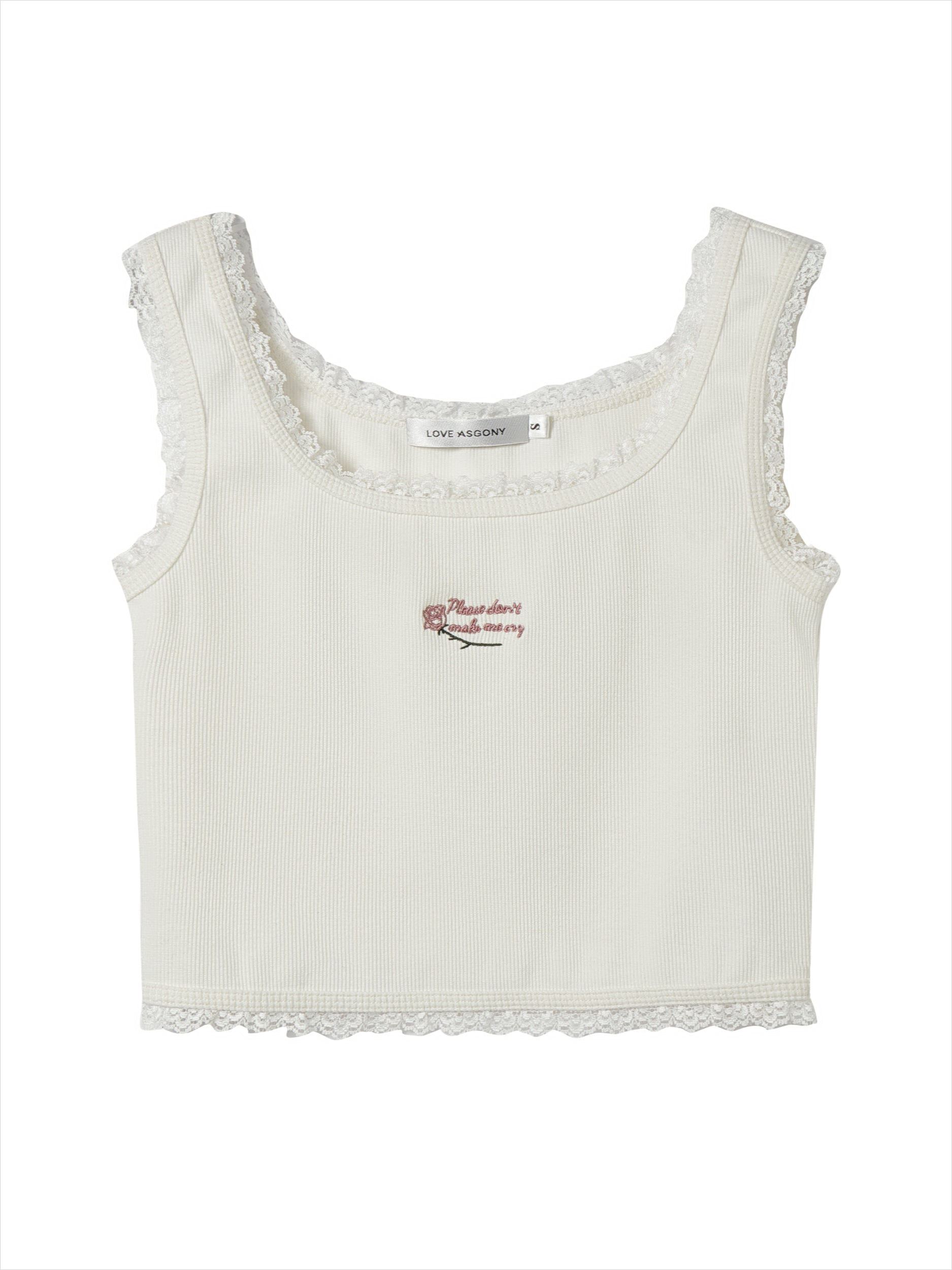 Lace Trim Embroidered Knit Tank - CHINASQUAD