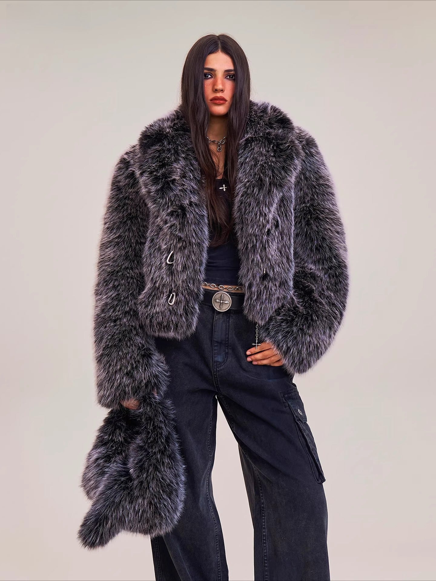 Cross Relic Wilderness Hunter Cropped Faux Fur Jacket