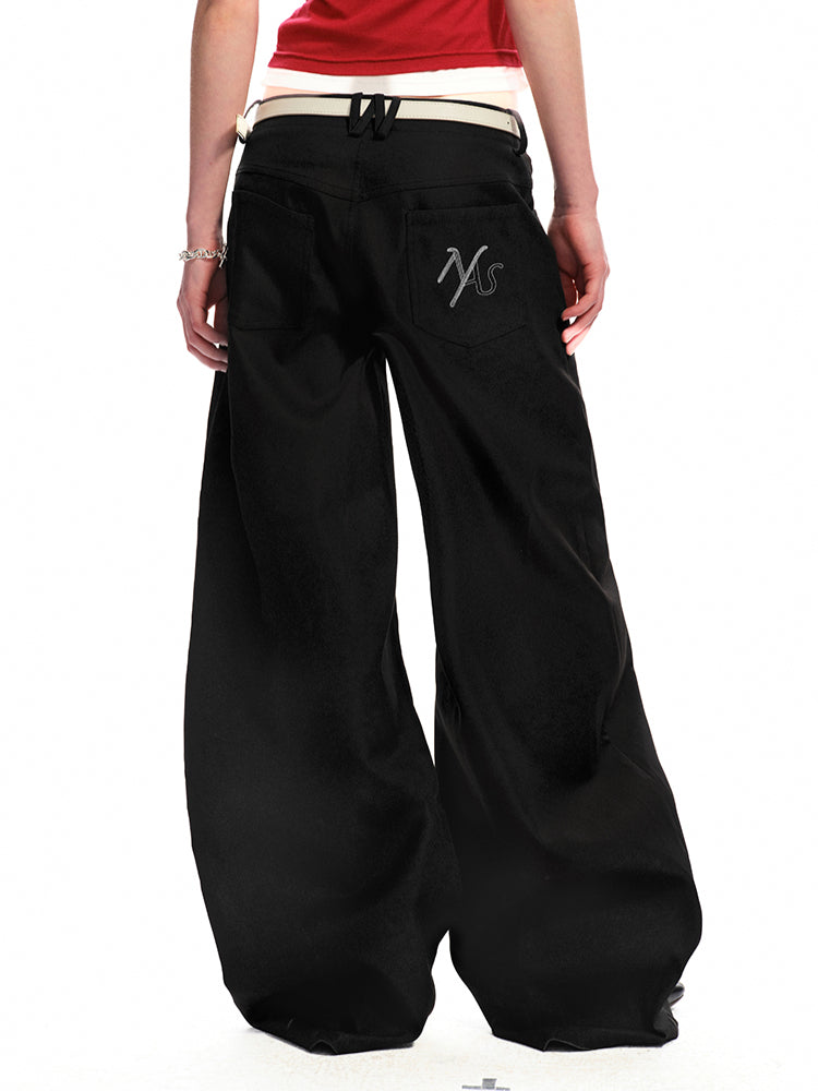 Low-Rise Slim-Fit Loose Wide-Leg Pants - CHINASQUAD