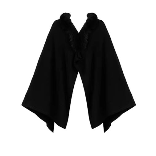 Asymmetric Cable-Knit Draped Cardigan Cape