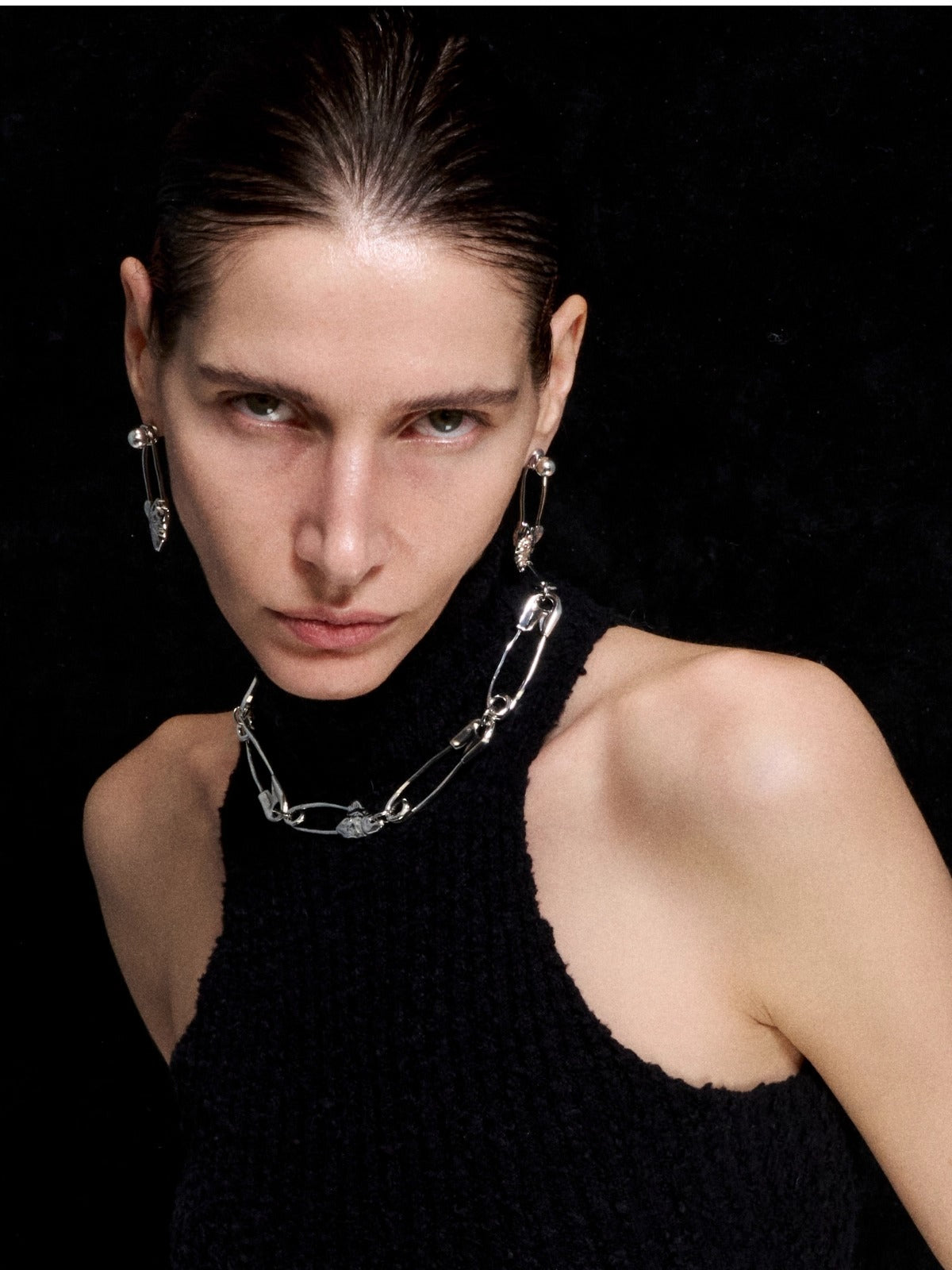 Paperclip Herringbone Stud Earrings