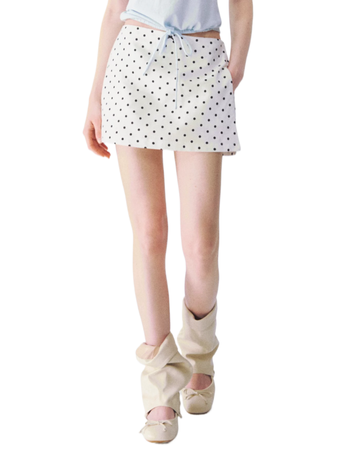 Classic Linen-Blend Polka Dot A-Line Mini Skirt