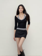 Knit V-neck 5/6 Sleeve T-shirt - CHINASQUAD