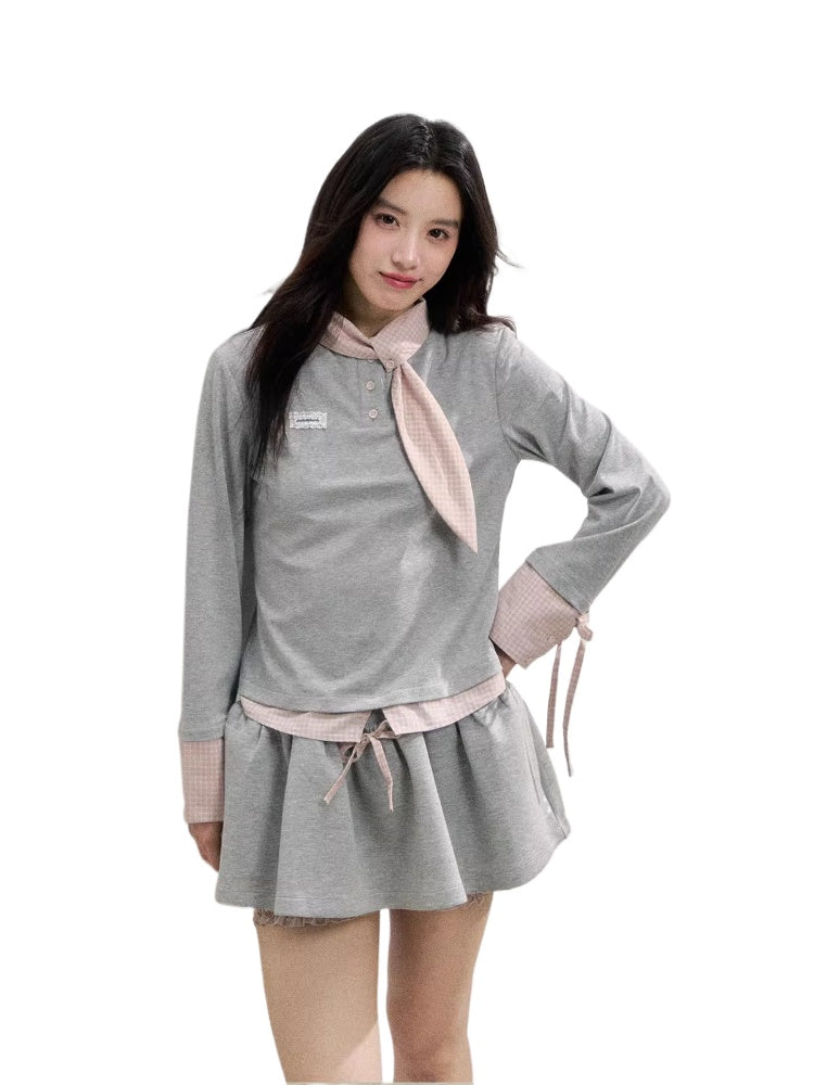 Preppy Style Bow Tie T-shirt - CHINASQUAD