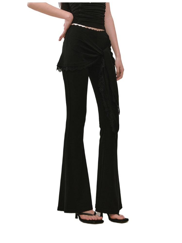 Lace-Trimmed Tie-Waist Lyocell Trousers - CHINASQUAD