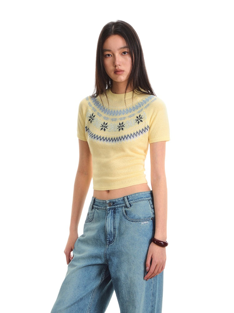 Fair Isle Jacquard Knit T-shirt - CHINASQUAD