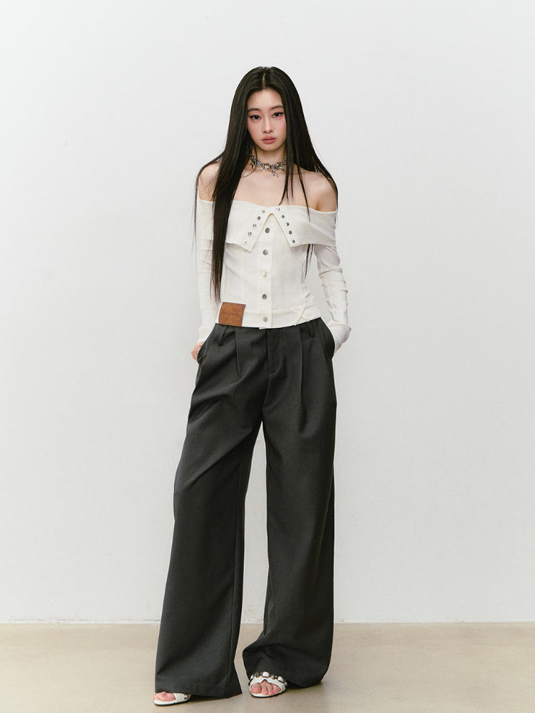 Waist-relaxed Wide-leg Suit Pants - CHINASQUAD