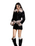 Pink Contrast Detachable Fur Chenille Jacket & Skirt Set - CHINASQUAD