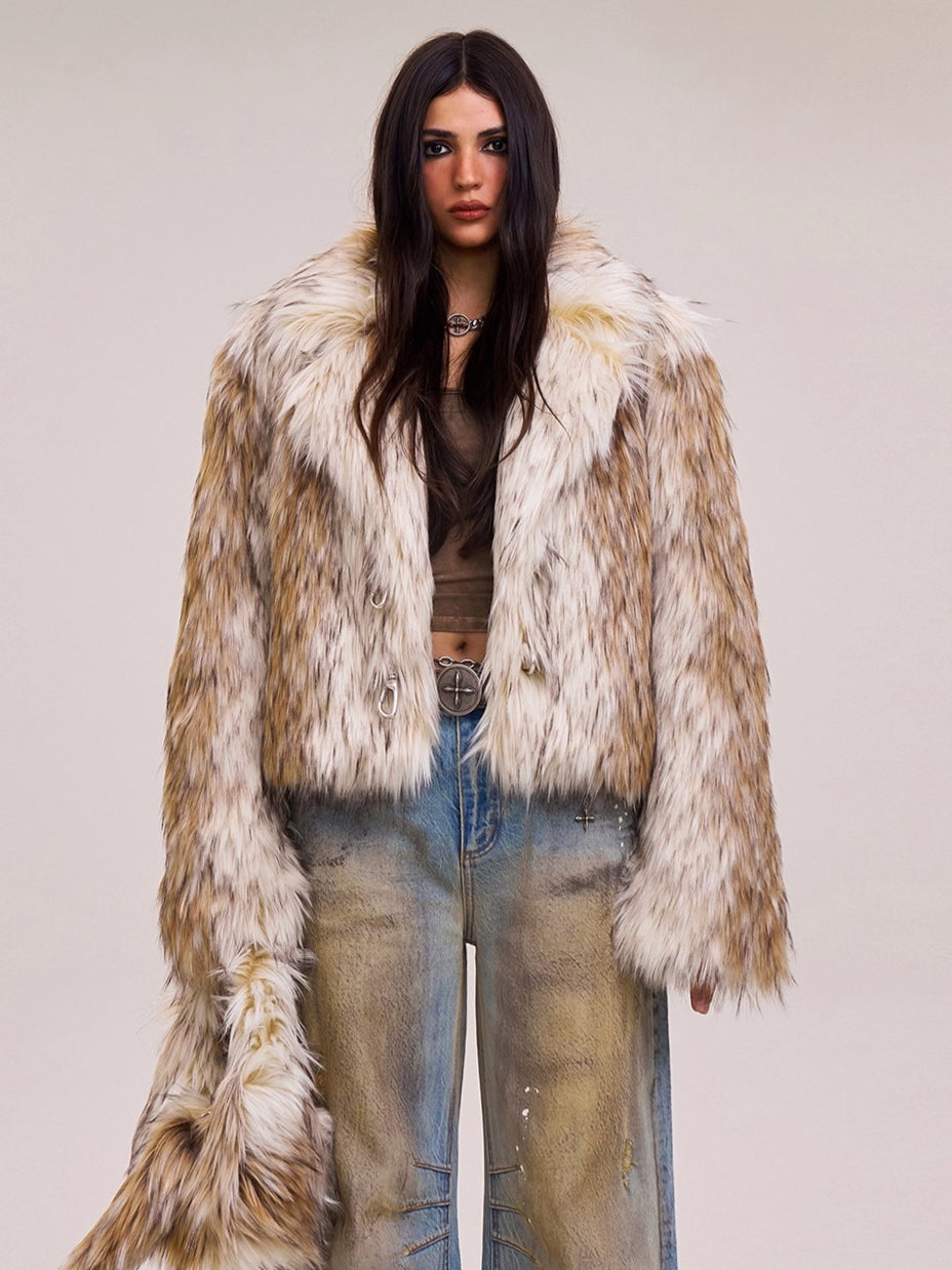 Cross Relic Wilderness Hunter Cropped Faux Fur Jacket