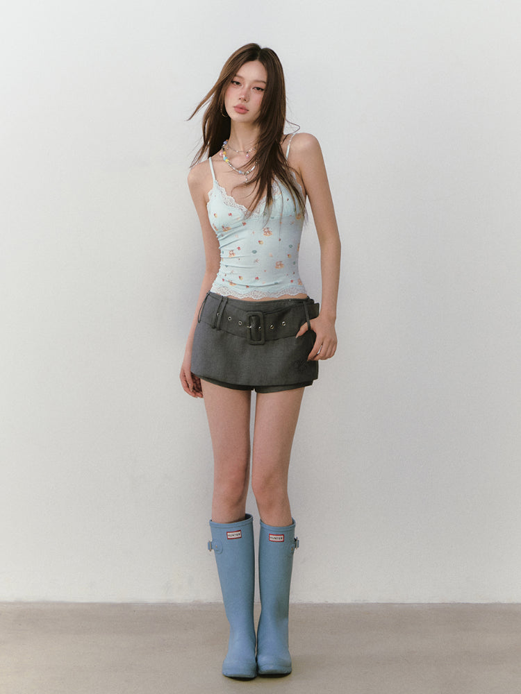 Printed Lace Trimmed Camisole - CHINASQUAD