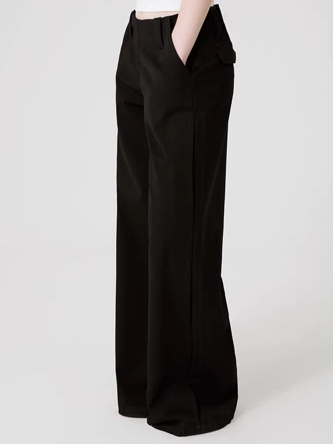Original Draped Black Wide-Leg Suit Trousers