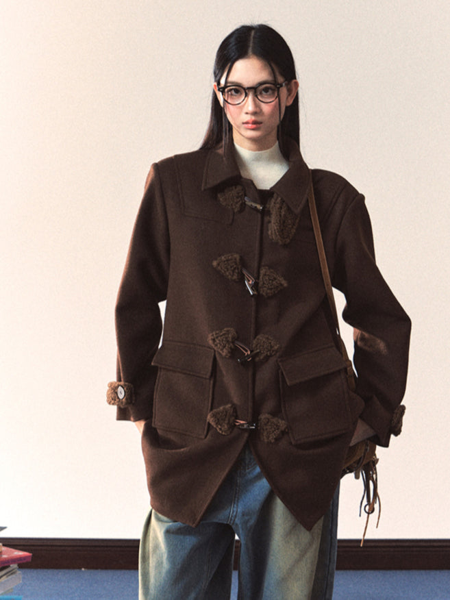 Brown Toggle Wool Coat - CHINASQUAD
