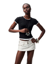 Fake Two-piece Color-Blocking Slightly Sheer T-Shirt - CHINASQUAD