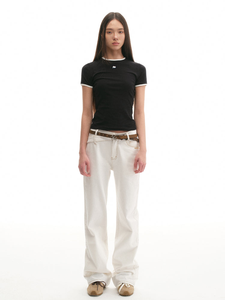 Relaxed-Fit High-Waisted V-Jeans - CHINASQUAD