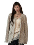 Frayed Edges Wool Mid-Length Knit Cardigan - CHINASQUAD