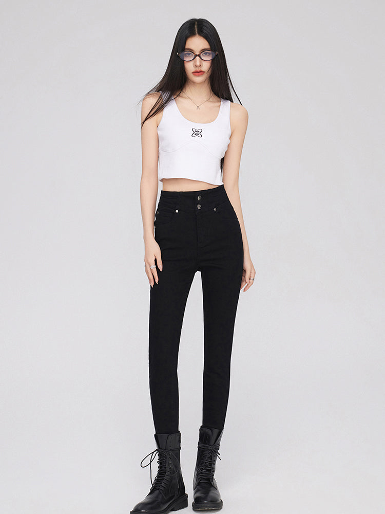 High-Waisted Skinny Jeans - CHINASQUAD