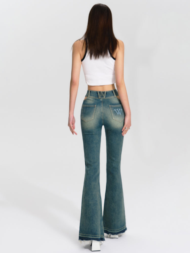 High-Waisted Vintage Flared Jeans - CHINASQUAD