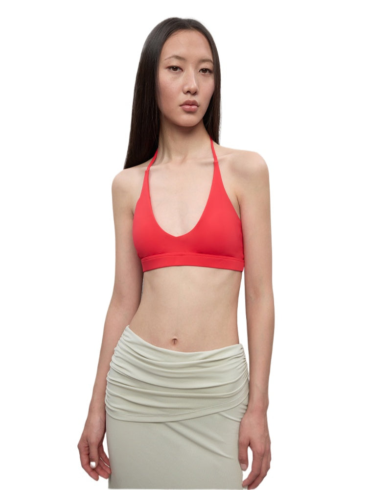 Layered Color Blocking U-Neck Halter Vest - CHINASQUAD