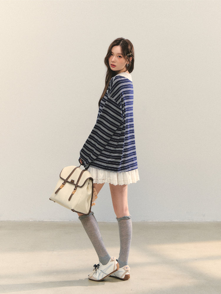 Bow Tie Stripe Long-Sleeve T-Shirt - CHINASQUAD