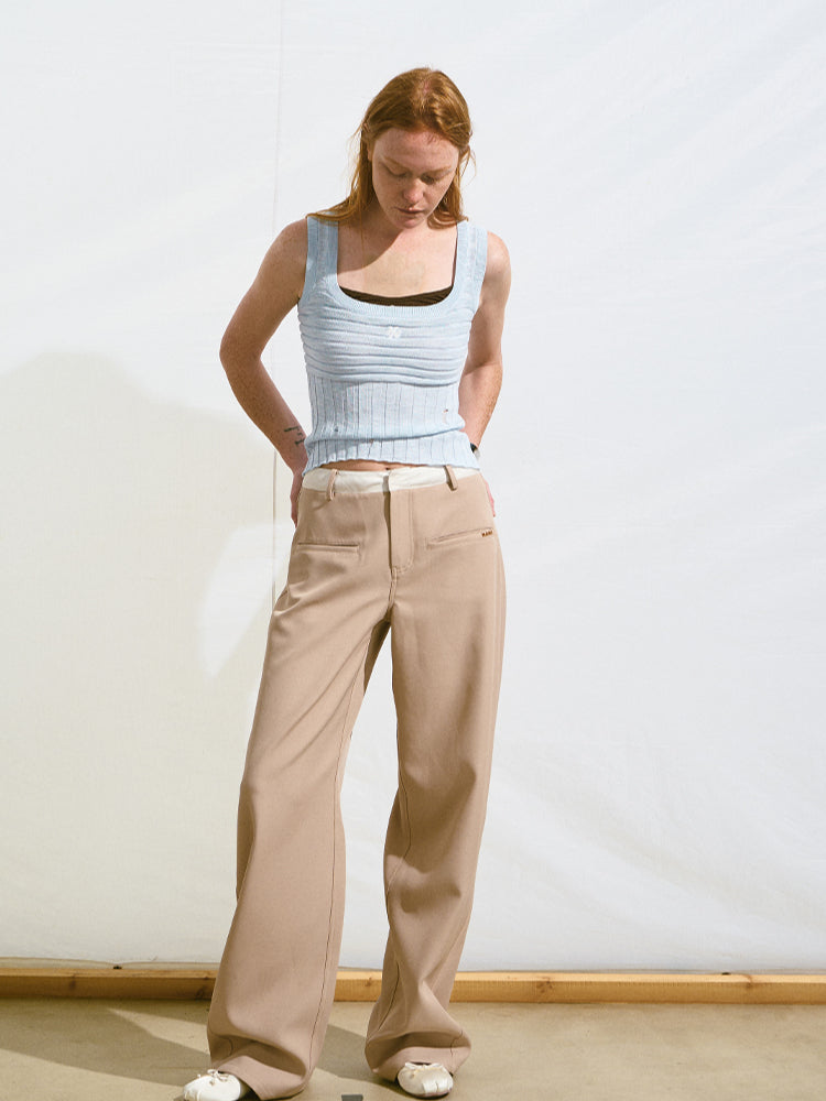 U - neck Hollow Knit Camisole - CHINASQUAD