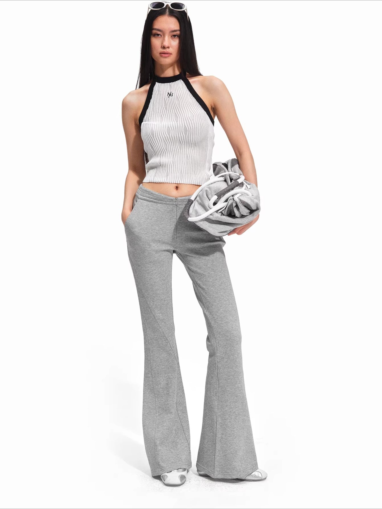 Air Cotton V-Waist Micro-Flare Knit Pants