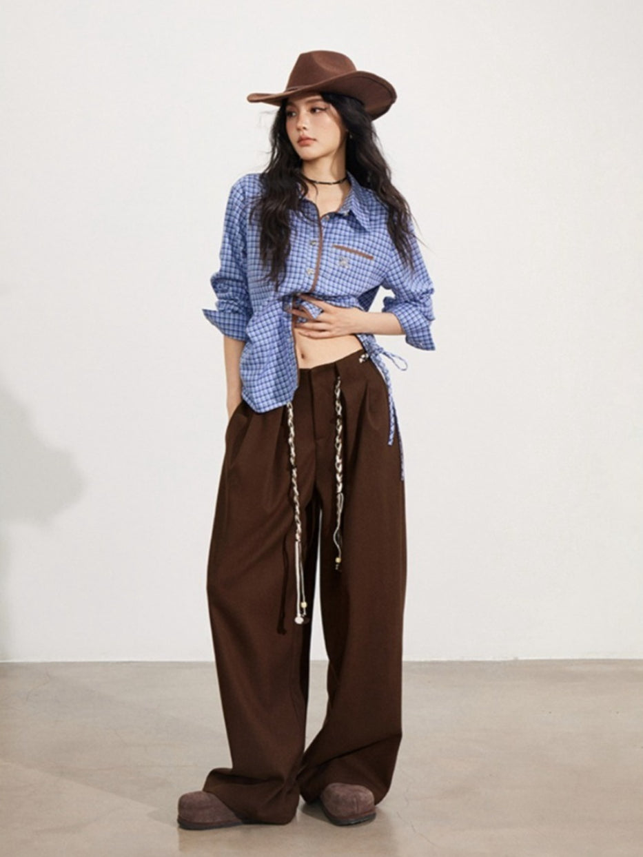 Contrast Plaid Tie Shirt - CHINASQUAD