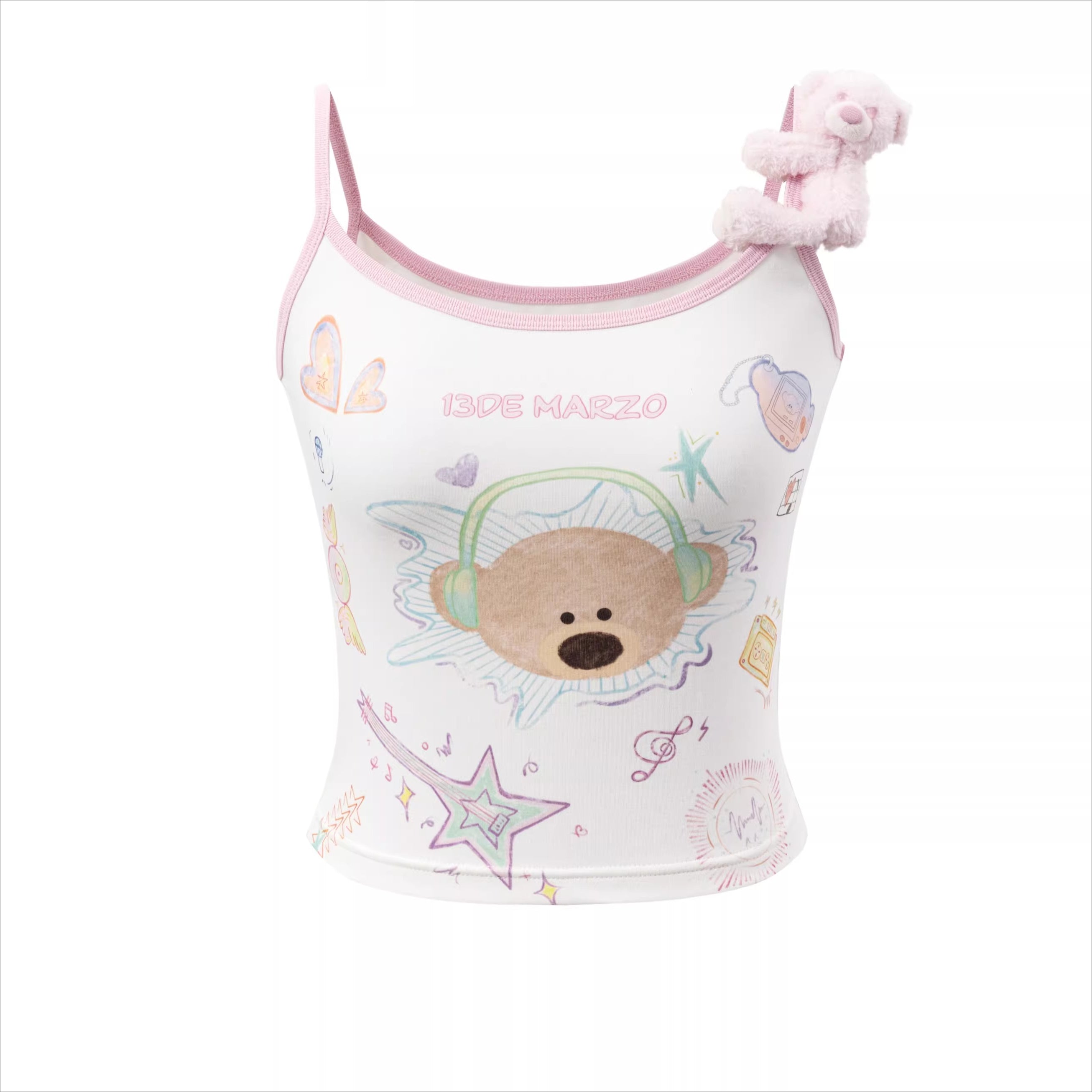 Graffiti Bear Fitted Cropped Camisole
