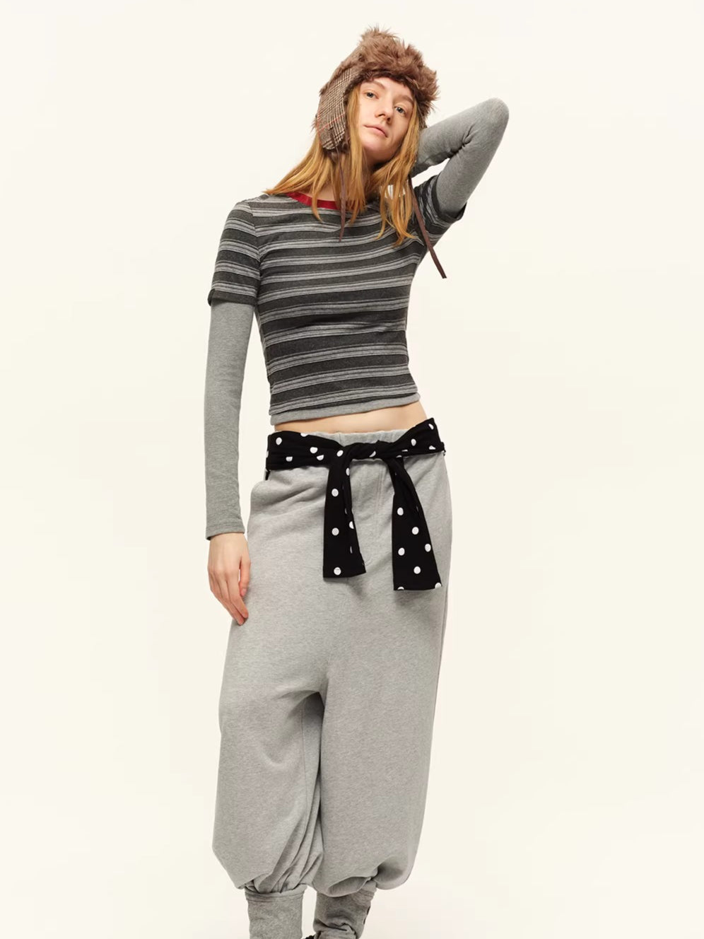 Contrast Layered-Effect Long Sleeve T-Shirt