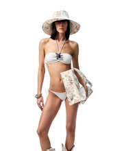 White Jacquard Halter-Tie Bikini - CHINASQUAD