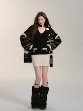 Color-block Knit Cardigan Dress & Scarf Set - CHINASQUAD