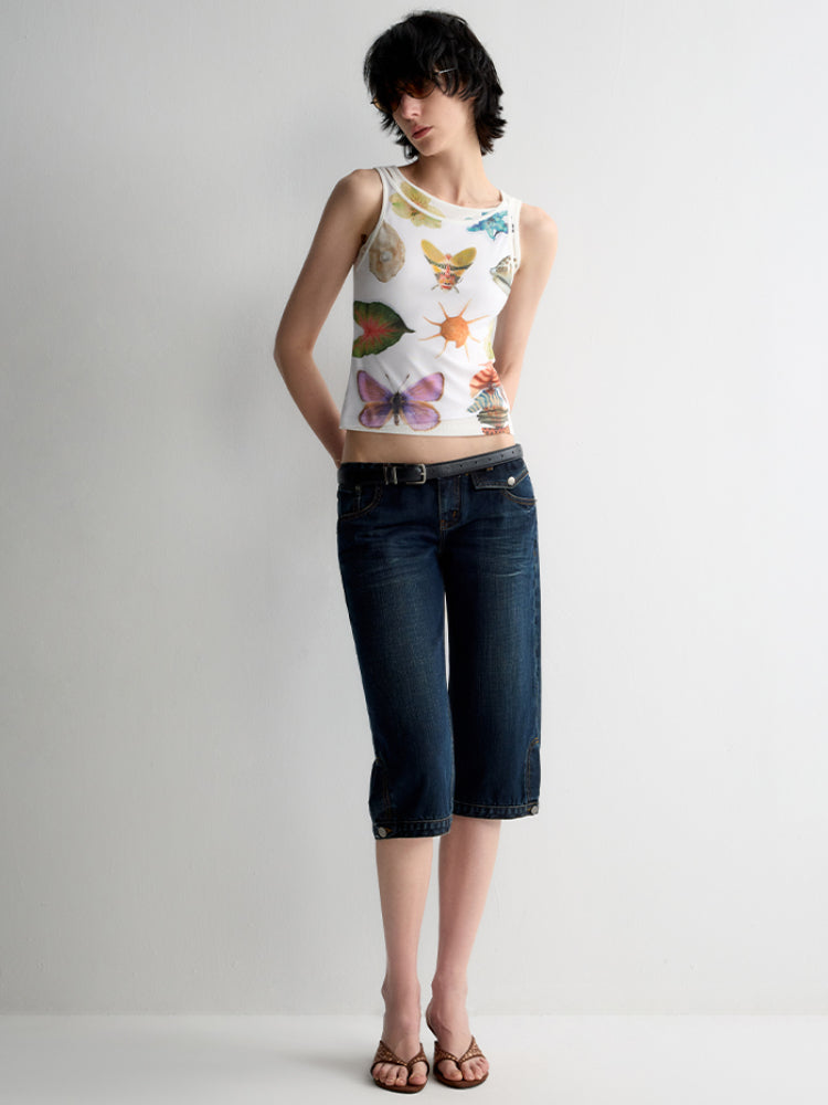 Lyocell Fun Print Short Sleeveless Tank Top