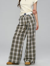 White Waistband Spliced Plaid Trousers - CHINASQUAD