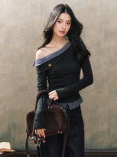 Off-Shoulder Plaid Patchwork Blouse - CHINASQUAD