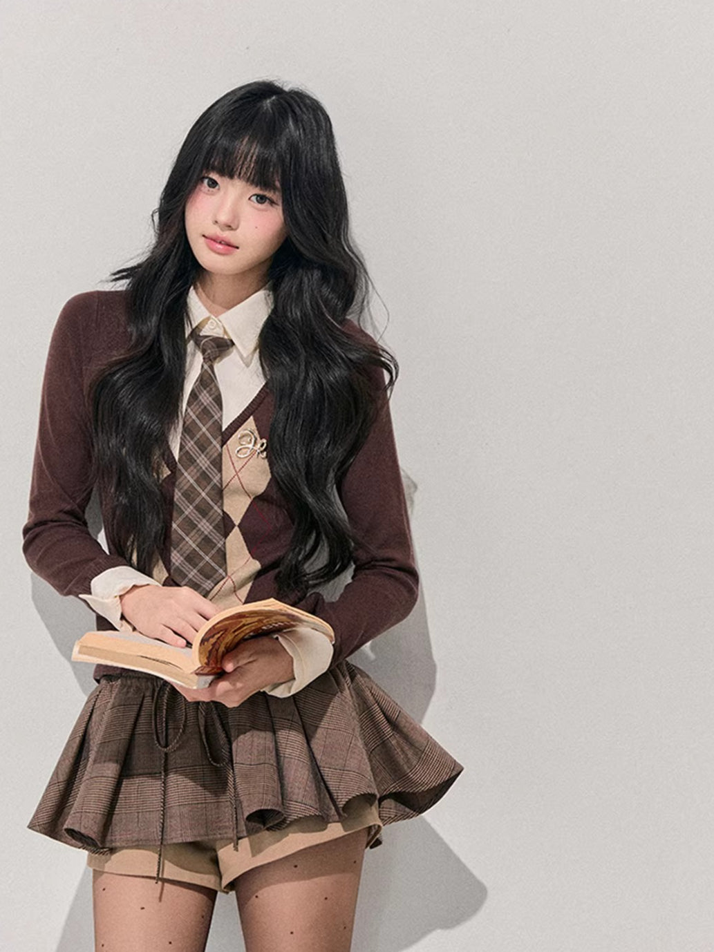 Two-in-One American Argyle Knit Sweater