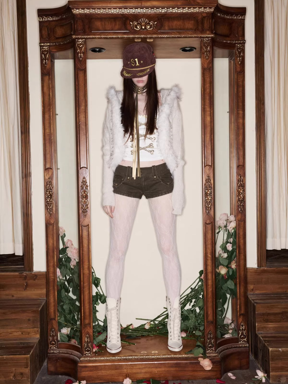 Crystal Bone U-Neck Cropped Camisole