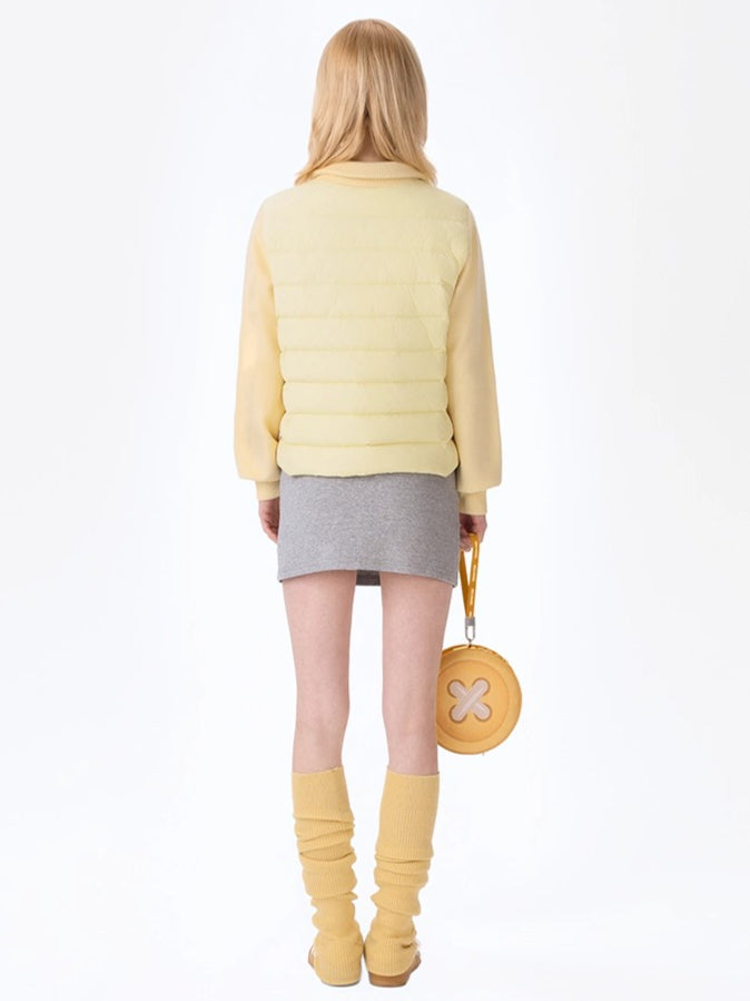 Knit Panel Plush Doll Down Jacket