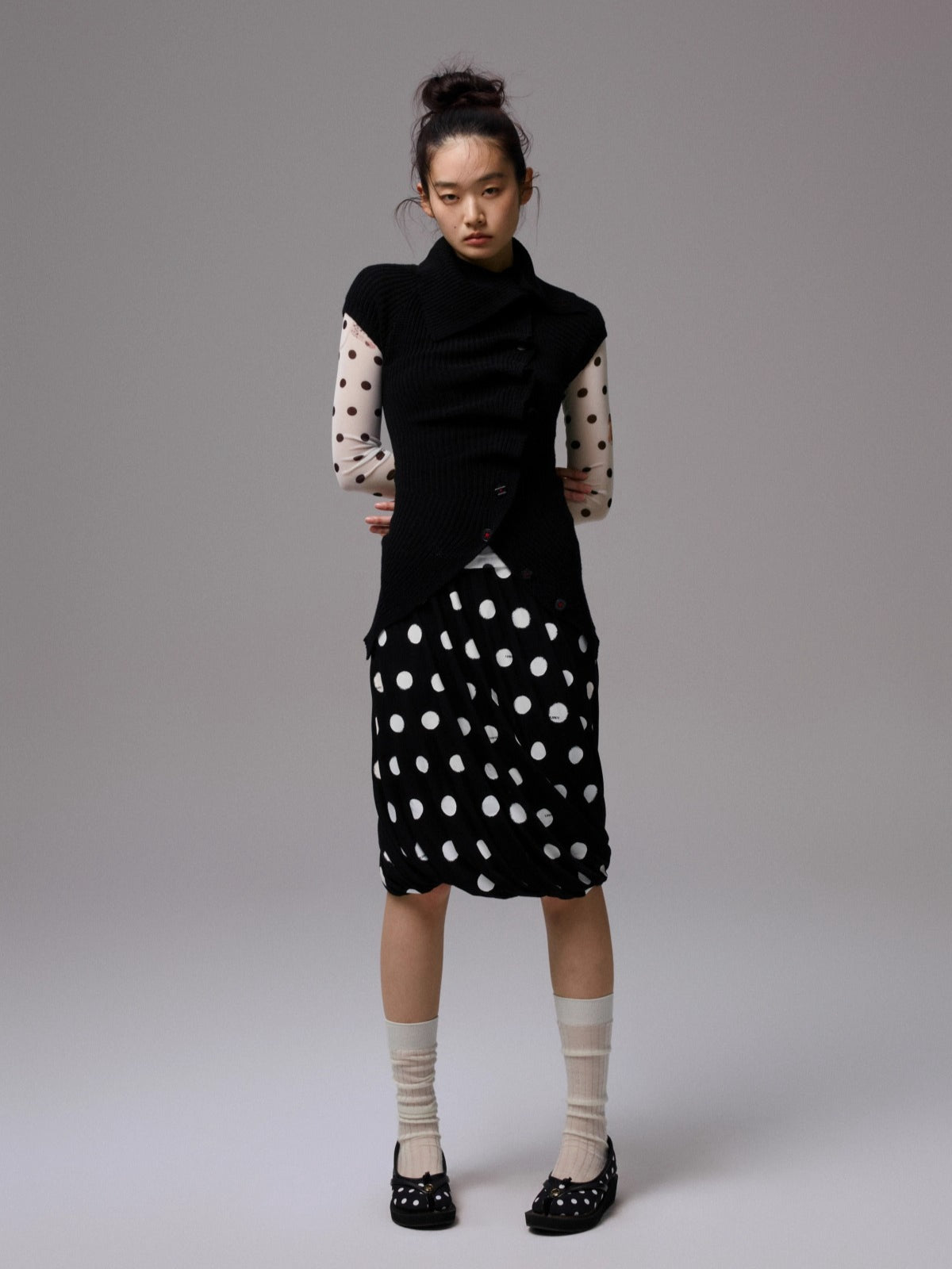 Asymmetric Neck Wool Blend Cardigan