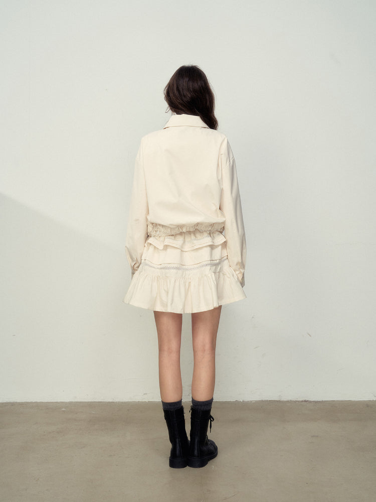 Lace-Trimmed Jacket & Skirt Set - CHINASQUAD