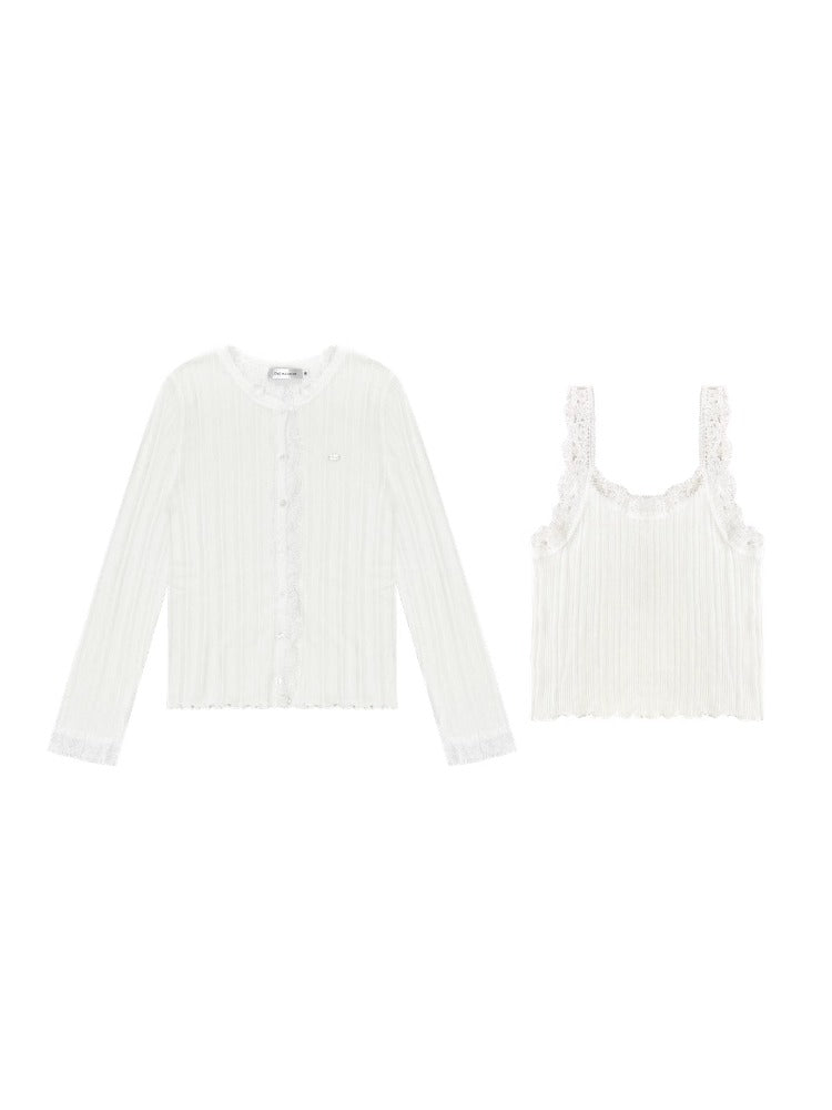 Lace Knit Cardigan Set - CHINASQUAD