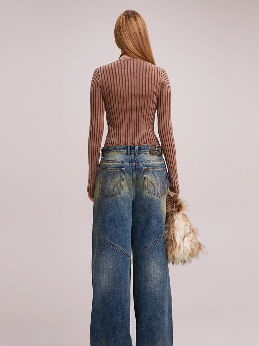 Wild Retro Ribbed Knit Cardigan