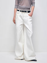 White Cotton Low Waist Wide Leg Jeans - CHINASQUAD