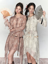 Ruffled Ombre Cardigan & Skirt Set - CHINASQUAD