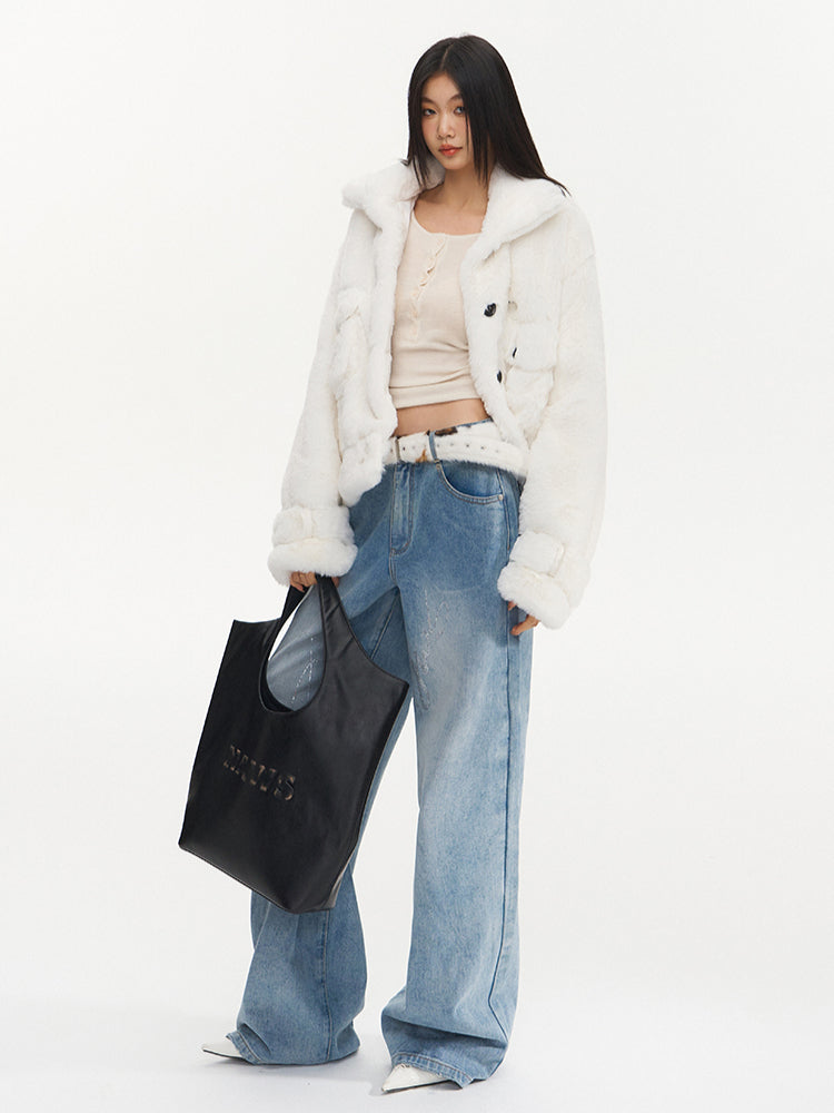 Loose Fit Casual Faux Fur Jacket - CHINASQUAD